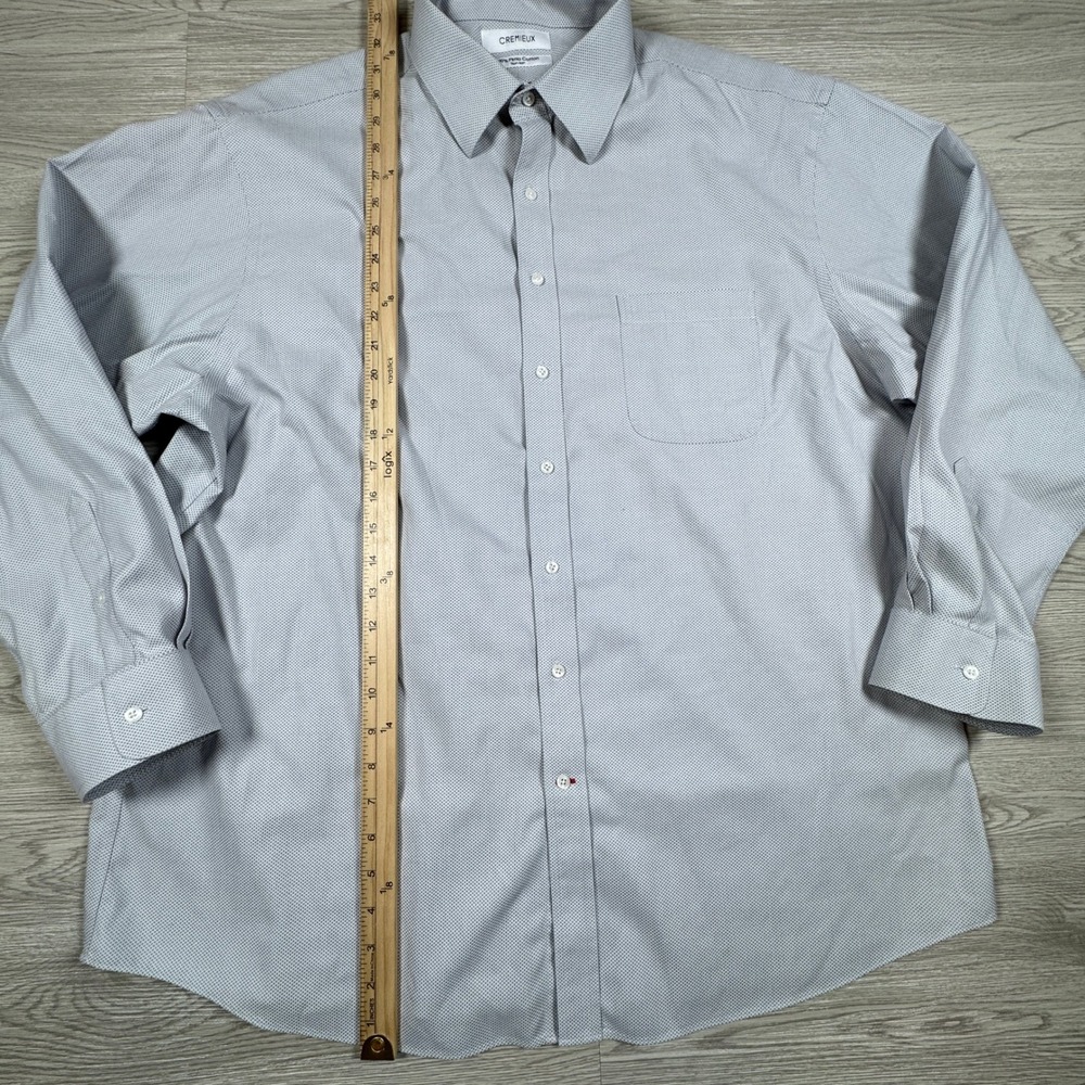 Cremieux Men's Dress Shirt 100% Pima Cotton‎ Non-Iron Grey Micro-Pattern 18 35 - Picture 2 of 6